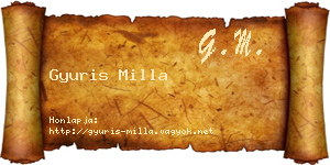 Gyuris Milla névjegykártya